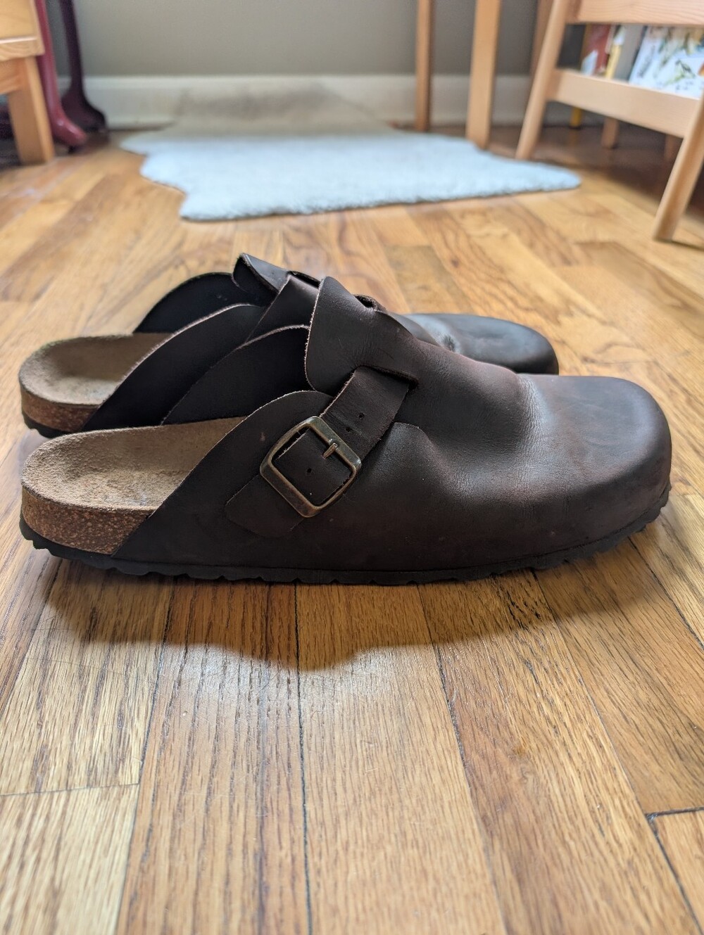Men's Brown Leather Slip-On Clogs Size 10.5
